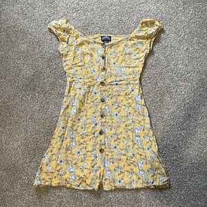 Size Medium Yellow Dress with white floral pattern